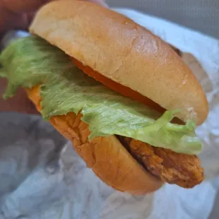 Expectation: Crispy Panko Fish Sandwich with Orange Dreamsicle Frosty.   Reality: Spicy Chicken  Sandwich.