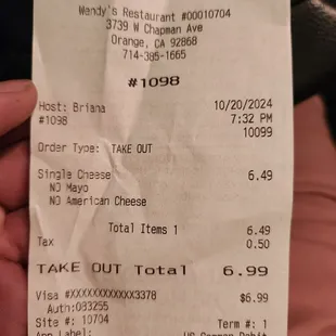 Receipt for the 2nd purchase and 3rd attempt at getting the correct order.