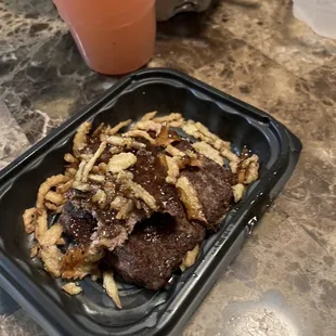 Bourbon Bacon Cheeseburger but they forgot the bun