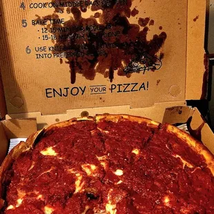 Absolutely delicious stuffed sausage Chicago Pizza.