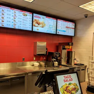 menus on the wall of the restaurant