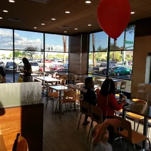 a view of the inside of a fast food restaurant