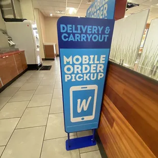 a mobile order pick up sign