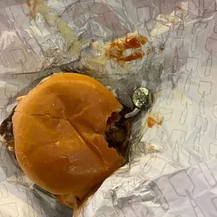 Baconator with a moldy coin taped up