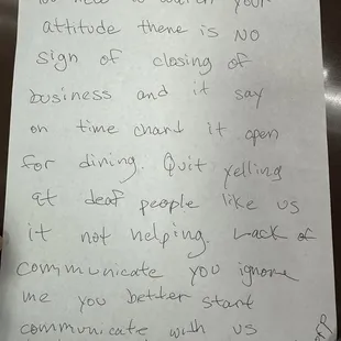 This is my writing after Ashley gave us attitude and ignore us after we nicely asked her to bring paper.