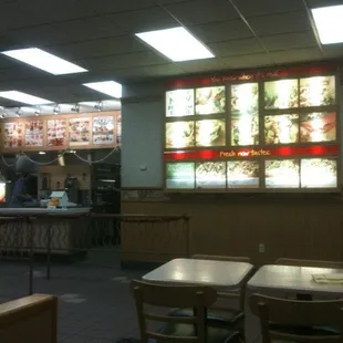 the inside of a fast food restaurant