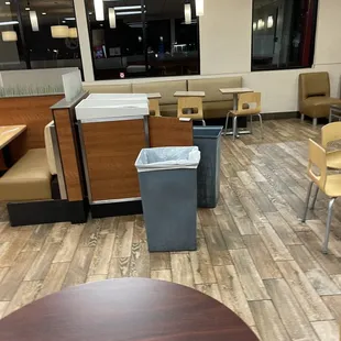 Trash cans where out the other day I went Tuesday March 1st smelled bad it was barley 9:20 it was left out for a cool min unsanitary