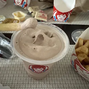 Chocolate Frosty with French Fries