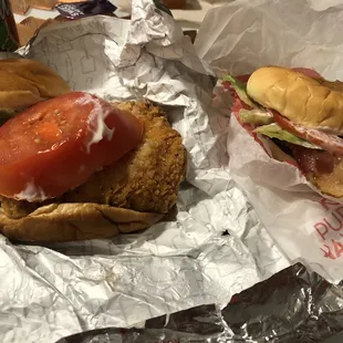 Spicy Chicken Sandwich Jr. Bacon Cheeseburger