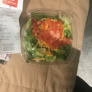 Salad w/ cheese when I asked for none, documented on receipt.