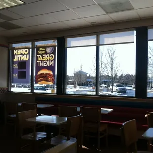 a view of a restaurant from the window