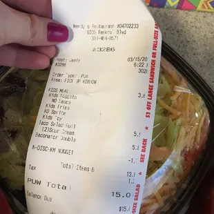 a receipt for a salad