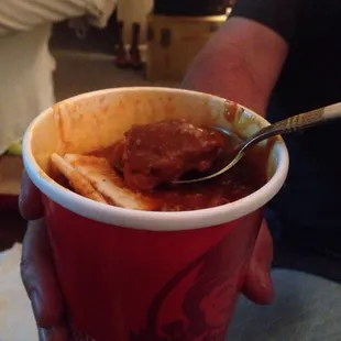 At least try and break up the old leftover hamburger patties that you put in the chili.