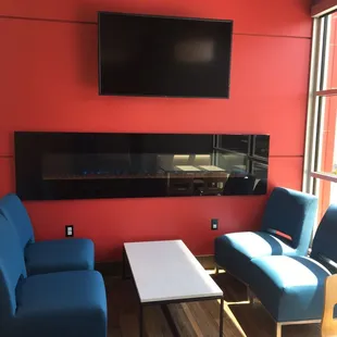 Cozy sitting fire place area..