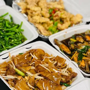 a variety of asian food