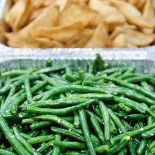 Cream cheese wonton Green bean garlic sauce