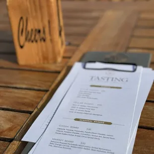 a menu on a table