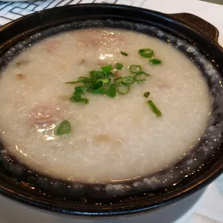 Beef and Preserved Vegetable Congee Breakfast