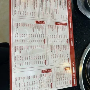 menu