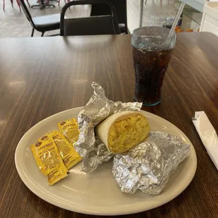 Egg potatoes and cheese burrito