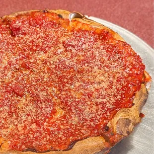 9" deep dish pepperoni pizza.