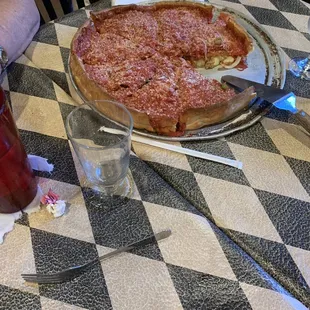 Stuffed pizza was very tasty but more than anyone can eat