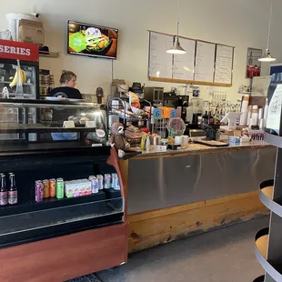 a coffee shop with a coffee machine