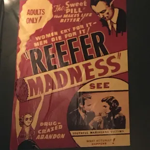 From the smell of this place, I can't tell if this is just a decoration, or if it's a show bill for the night's activities at Wesley's.