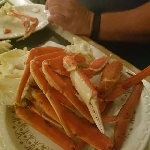 Crab legs from seafood buffet