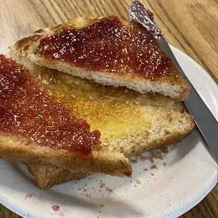 Toast with grape jelly
