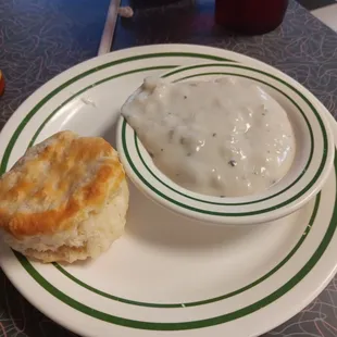 Biscuit and gravy.  Biscuit was cooked to perfection.
