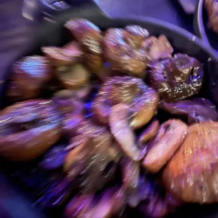 a plate of steak and potatoes