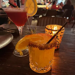 Prickly Pear Martini and Mezcalita Tangerine