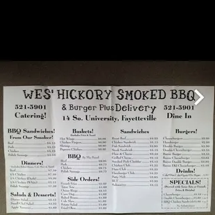 the menu for the event