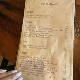 Wine list