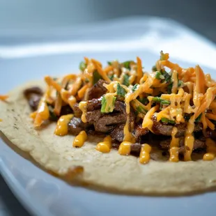 a closeup of a taco on a plate