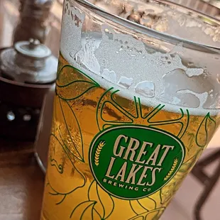a pint of great lakes beer