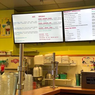 menus on the wall