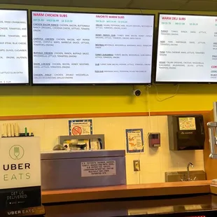 menus on the wall