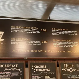 West Allis Cheese Bloody Mary menu.