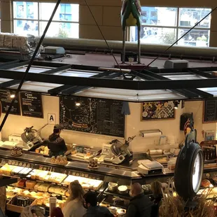 You can see the deli as you eat from the 2nd level