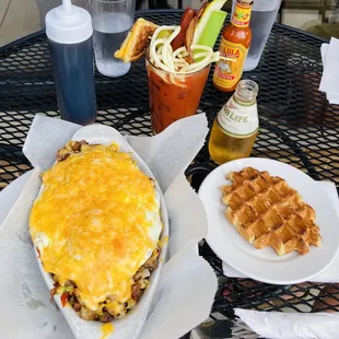 Breakfast Skillet Deluxe, waffle, Abso-bloody-lutely