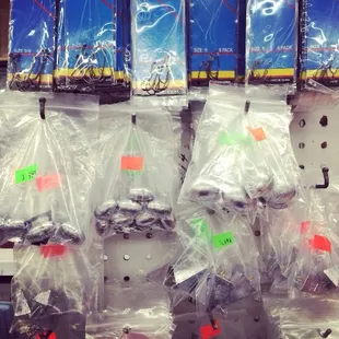 a bunch of snowmen wrapped in plastic