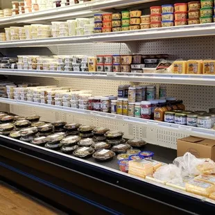 shelves of food in a grocery store