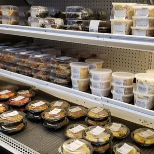 a display of food items