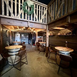 the inside of a barrel house