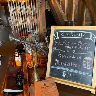 a chalkboard with a menu on it