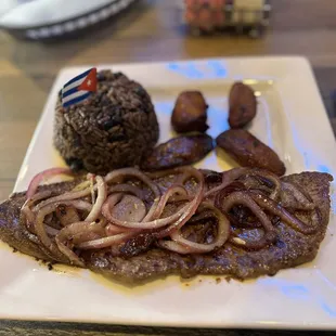 Bistec de Palomilla at West Caribbean Cuban Restaurant... it was SOOOO DELICIOUS!!