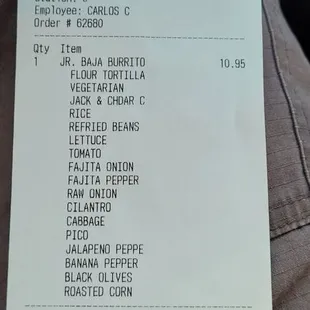 Jr Vegetarian Burrito