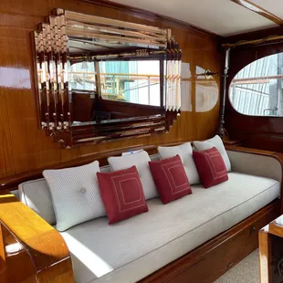 Stevens boat. Headliner and mattress and pillows all reupholstered